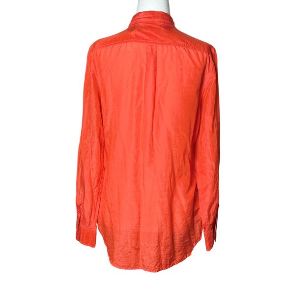 Lauren Ralph Lauren Women Orange Silk Blend Long Sleeve Button Up Shirt Size S - Picture 4 of 9